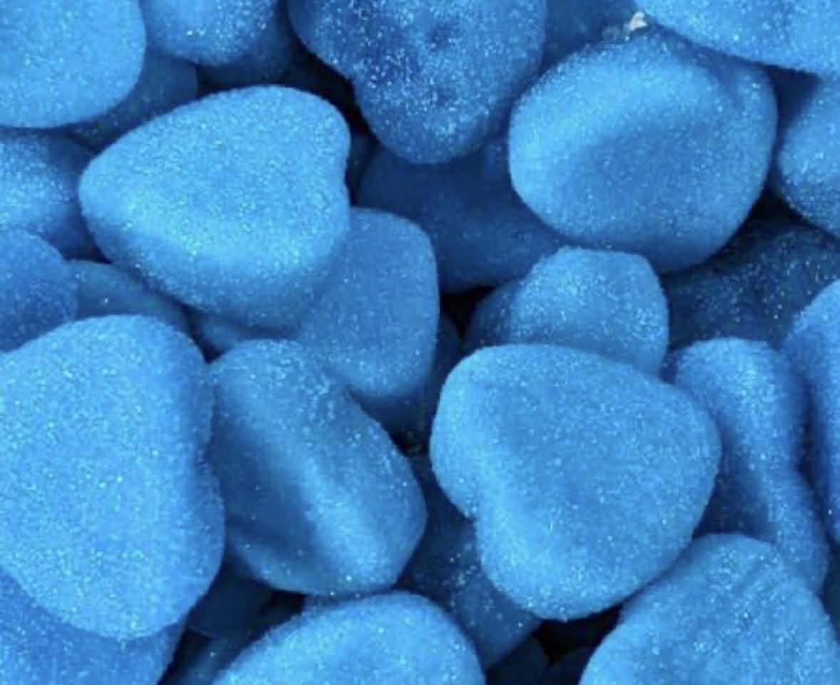 Jelly Filled Blue Mallow Hearts (100g)